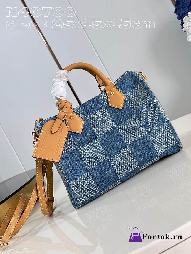 Fortok Louis Vuitton Speedy Bandoulière  25 Damier Bag Blue Denim N40700 25x15x15cm - 1
