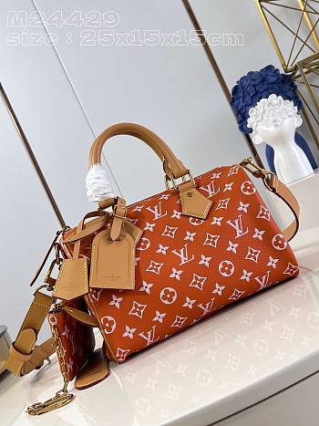 Fortok Louis Vuitton Speedy Bandoulière 25 Monogram Leather Bag Orange M24429 25x15x15cm