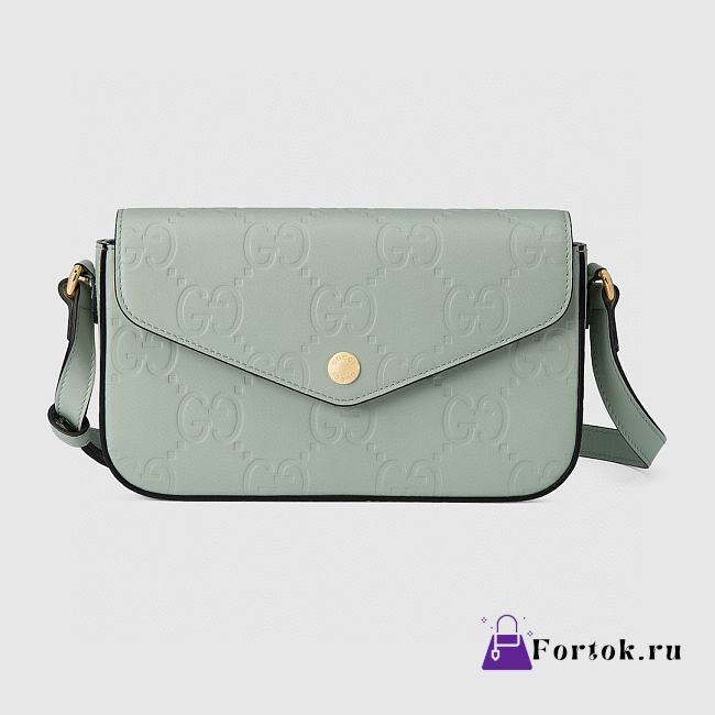 Fortok Gucci GG Super Mini Shoulder Bag Pale Green Leather 772794 21x13.5x3cm - 1