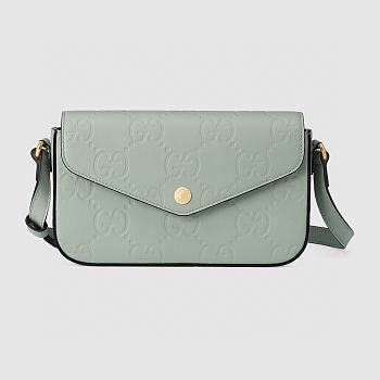 Fortok Gucci GG Super Mini Shoulder Bag Pale Green Leather 772794 21x13.5x3cm