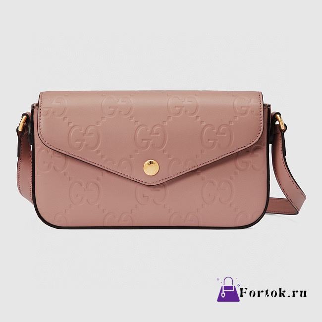 Fortok Gucci GG Super Mini Shoulder Bag Rose Beige Leather 772794 21x13.5x3cm - 1