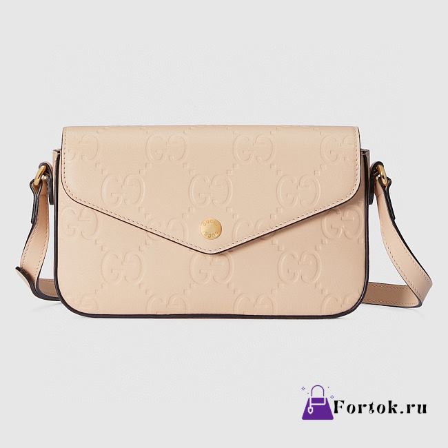 Fortok Gucci GG Super Mini Shoulder Bag Light Beige Leather 772794 21x13.5x3cm - 1