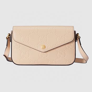 Fortok Gucci GG Super Mini Shoulder Bag Light Beige Leather 772794 21x13.5x3cm