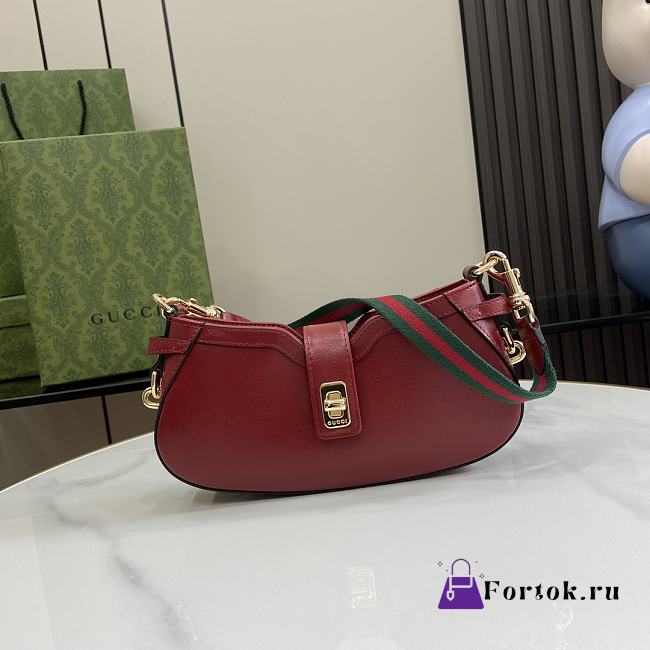Fortok Gucci Moon Side Mini Shoulder Bag Red 786015 12x24x5cm - 1