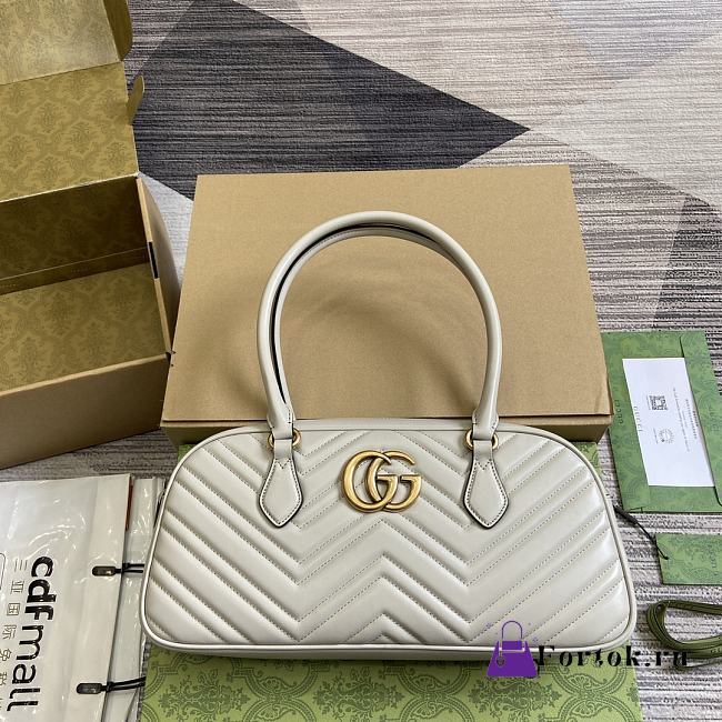 Fortok Gucci GG Marmont Medium Top Handle Bag in Light Grey 795218 35.5x16.5x7cm - 1