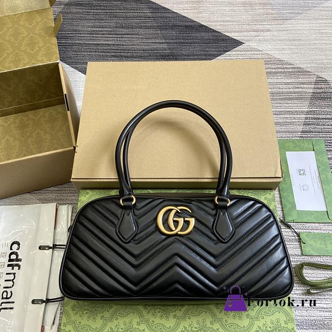 Fortok Gucci GG Marmont Medium Top Handle Bag in Black 795218 35.5x16.5x7cm - 1