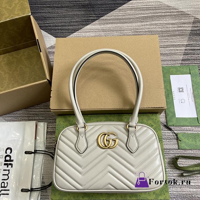 Fortok Gucci GG Marmont Small Top Handle Bag in Light Grey 795199 25.5x15.5x6.5cm - 1