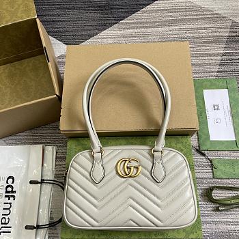 Fortok Gucci GG Marmont Small Top Handle Bag in Light Grey 795199 25.5x15.5x6.5cm