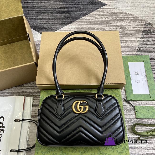 Fortok Gucci GG Marmont Small Top Handle Bag in Black 795199 25.5x15.5x6.5cm  - 1