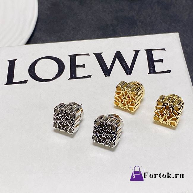 Fortok Loewe Anagram Three-dimensional Earrings Silver/Gold - 1