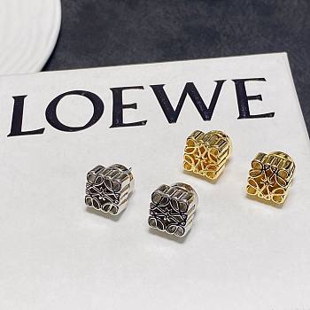 Fortok Loewe Anagram Three-dimensional Earrings Silver/Gold