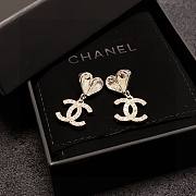 Fortok Chanel Heart Crystal Diamond Stud Earrings - 6