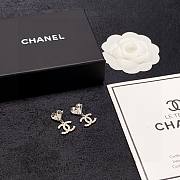 Fortok Chanel Heart Crystal Diamond Stud Earrings - 5