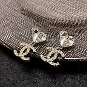 Fortok Chanel Heart Crystal Diamond Stud Earrings - 2