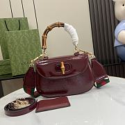 Fortok Gucci Small Top Handle Bag With Bamboo Burgundy 675797 21x15x7cm - 1