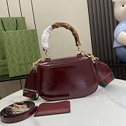 Fortok Gucci Small Top Handle Bag With Bamboo Burgundy 675797 21x15x7cm - 2