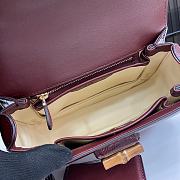 Fortok Gucci Small Top Handle Bag With Bamboo Burgundy 675797 21x15x7cm - 4