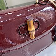 Fortok Gucci Small Top Handle Bag With Bamboo Burgundy 675797 21x15x7cm - 5