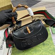 Fortok Gucci Bamboo 1947 Mini Top Handle Bag Black 786482 17x12x7.5cm - 3