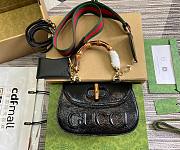 Fortok Gucci Bamboo 1947 Mini Top Handle Bag Black 786482 17x12x7.5cm - 1