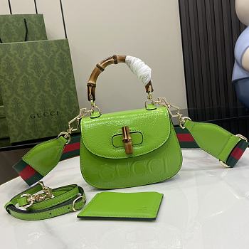 Fortok Gucci Bamboo 1947 Mini Top Handle Bag Green 675797 15x21x7cm