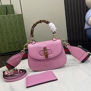 Fortok Gucci Bamboo 1947 Mini Top Handle Bag Pink 675797 15x21x7cm - 1