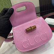 Fortok Gucci Bamboo 1947 Mini Top Handle Bag Pink 675797 15x21x7cm - 2