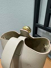 Fortok Loewe Mini Pebble Bucket Bag in Beige Gold Hardware 19cm - 5