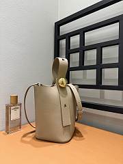 Fortok Loewe Mini Pebble Bucket Bag in Beige Gold Hardware 19cm - 2