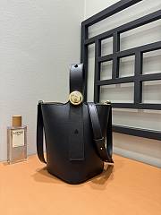 Fortok Loewe Mini Pebble Bucket Bag in Black Gold Hardware 19cm - 1