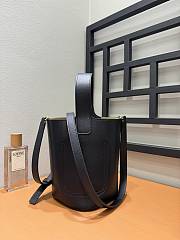 Fortok Loewe Mini Pebble Bucket Bag in Black Gold Hardware 19cm - 6