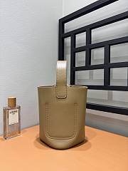 Fortok Loewe Mini Pebble Bucket Bag in Brown Gold Hardware 19cm - 2
