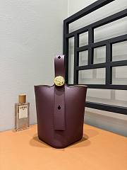 Fortok Loewe Mini Pebble Bucket Bag in Burgundy Gold Hardware 19cm - 1