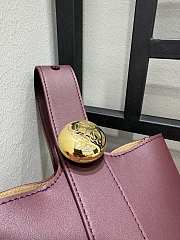 Fortok Loewe Mini Pebble Bucket Bag in Burgundy Gold Hardware 19cm - 4