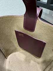 Fortok Loewe Mini Pebble Bucket Bag in Burgundy Gold Hardware 19cm - 5