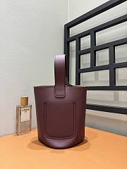 Fortok Loewe Mini Pebble Bucket Bag in Burgundy Gold Hardware 19cm - 3