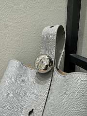 Fortok Loewe Mini Pebble Bucket Bag in Grey Silver Hardware 19cm - 6