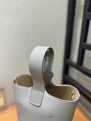 Fortok Loewe Mini Pebble Bucket Bag in Grey Silver Hardware 19cm - 5