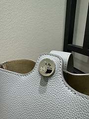 Fortok Loewe Mini Pebble Bucket Bag in Grey Silver Hardware 19cm - 4