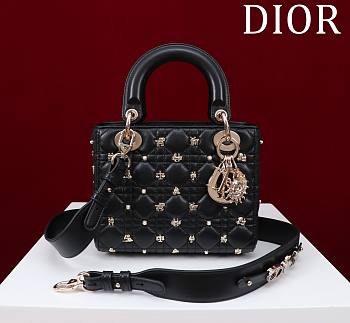 Fortok Dior Lady Dior Constellation Pearl Nails Bag in Black 20x16x8cm