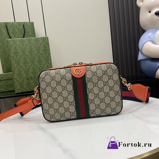 Fortok Gucci Ophidia GG Small Crossbody Bag Beige and Orange 699439 23.5x16x4.5cm - 1