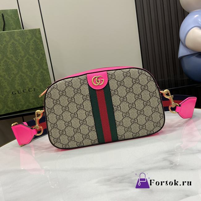 Fortok Gucci Ophidia GG Small Crossbody Bag Beige and Pink 699439 23.5x16x4.5cm - 1