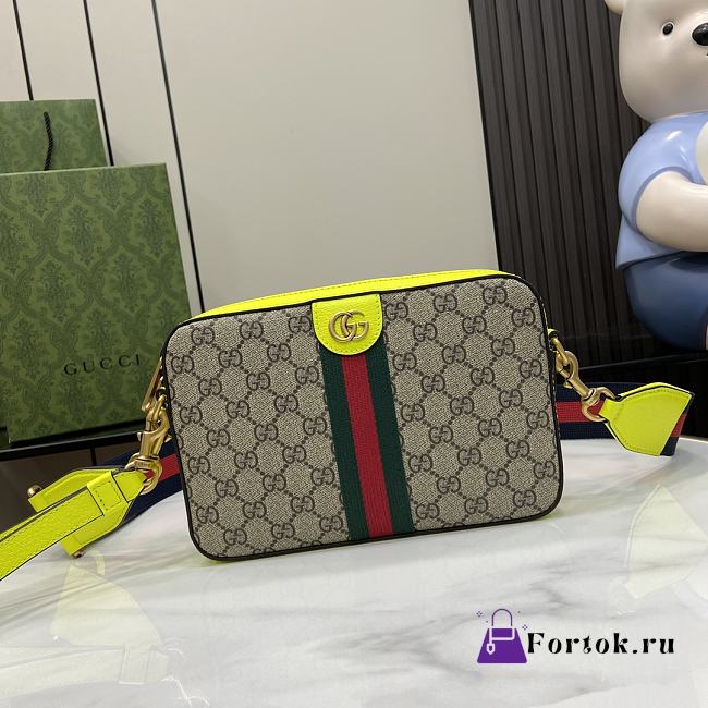 Fortok Gucci Ophidia GG Small Crossbody Bag Beige and Fluorescent Yellow 699439 23.5x16x4.5cm - 1