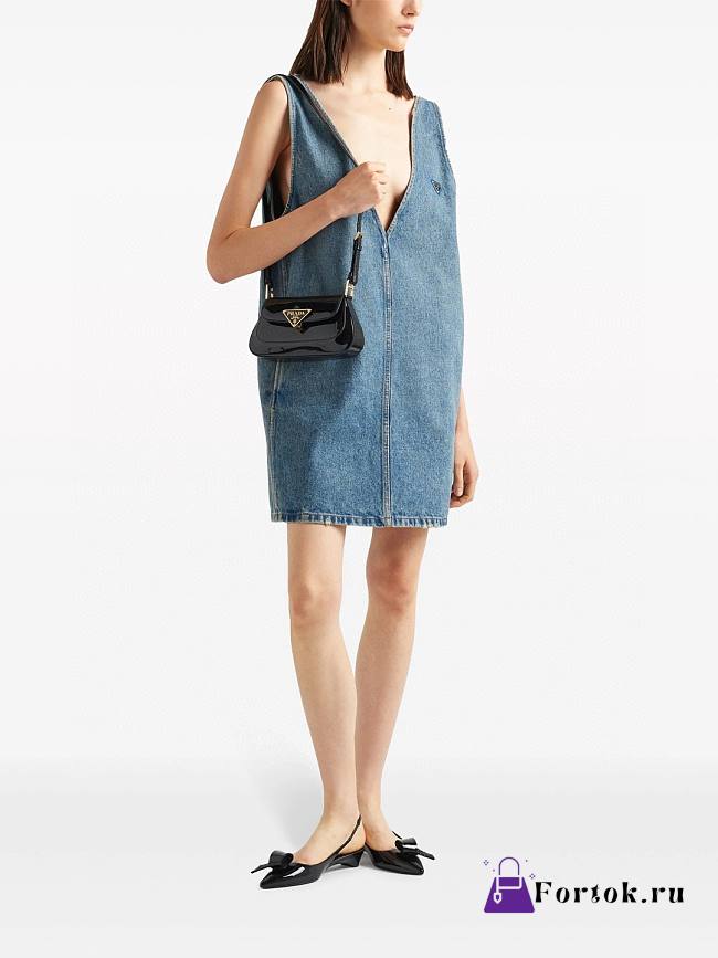 Fortok Prada Logo Plaque Short Denim Dress - 1