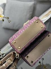 Fortok Dior Mini Lady Metallic Calfskin and Satin Embroidery Pink Bag - 6