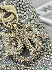 Fortok Dior Mini Lady Metallic Calfskin and Satin Embroidery Grey Bag - 3