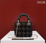 Fortok Dior Lady Lady Diana Three-color Bead Bag Black 17x15x7cm  - 1