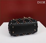 Fortok Dior Lady Lady Diana Three-color Bead Bag Black 17x15x7cm  - 6