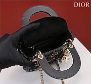 Fortok Dior Lady Lady Diana Three-color Bead Bag Black 17x15x7cm  - 5