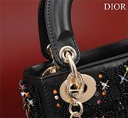 Fortok Dior Lady Lady Diana Three-color Bead Bag Black 17x15x7cm  - 4